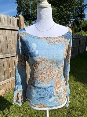 Whimsy Blue Mesh Style blouse